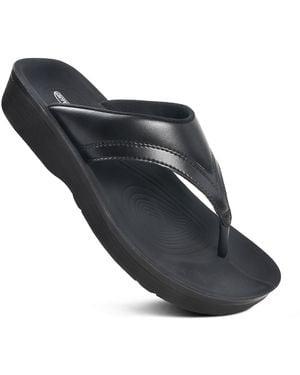 AEROTHOTIC Ostrya Thong Sandals - Black