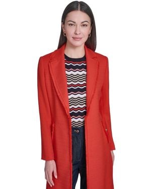 Tommy Hilfiger Open-front Fringe Topper Jacket - Red