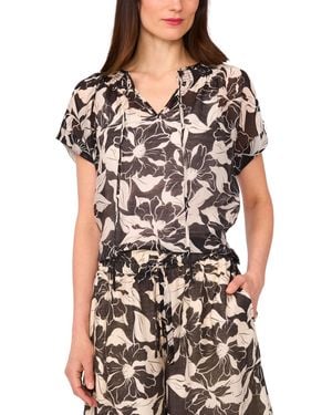 Vince Camuto Shirred-neck Peasant Blouse - Black