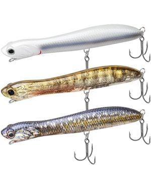 Gnuadz Top Water Plopper Fishing Lure Bkk Hooks Surface Wobble Bait - Metallic