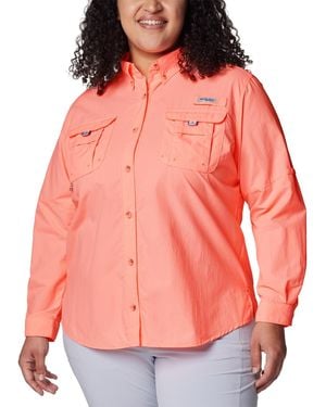 Columbia Pfg Plus Size Long-sleeve Outdoor Shirt - Red