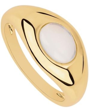 Macy's Plated Howlite Turquoise Simulated Moonstone Oval Dome Ring - Metallic