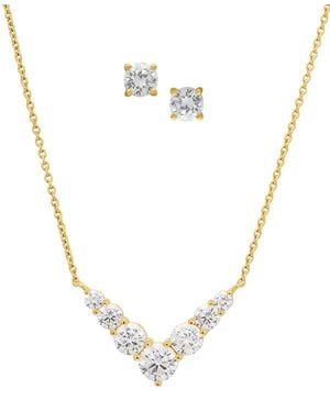 Macy's Lab Grown White Sapphire Stud Earrings And Pendant Necklace (6-3/8 Ct. T.w. - Metallic