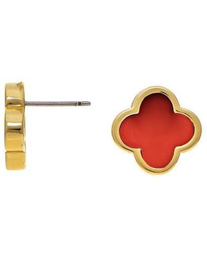 Rivka Friedman Carnelian Flower Stud Earring - Black