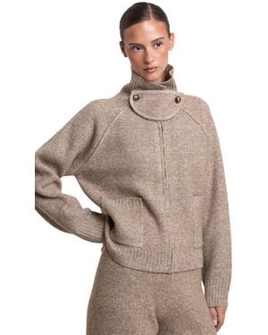 4th & Reckless Madeleine Long-sleeve Full-zip Funnel-neck Cardigan - Brown