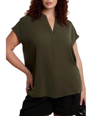 Eloquii Notch Collar Blouse - Green