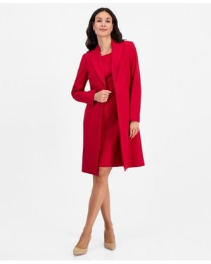 Le Suit Peak-lapel Sheath Topper & Dress - Red