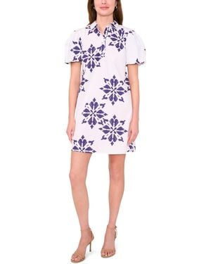 Msk Petite Collared Neck Short-sleeve Shift Dress