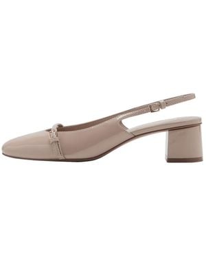 Mango Block Heel Slingback Faux Leather Pumps - Multicolor