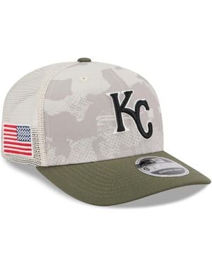 KTZ Light Beige/olive Kansas City Royals 2025 Armed Forces Day 9seventy Adjustable Hat - Gray