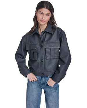 Levi's Faux Leather Button Closure Shacket - Blue