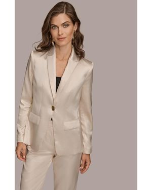 Donna Karan Novelty One-button Blazer - Natural