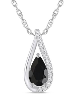 Macy's Gemstone And Diamond Pendant Necklace (1/10 Ct. T.w. - Black
