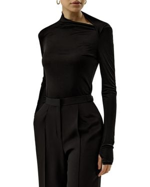 LILYSILK Slim Fitted Silk Jersey Long Sleeve Top - Black