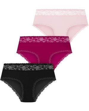 City Chic Plus Size Iris 3 Pack Cotton Cheeky Panty - Pink