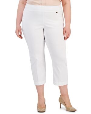 INC International Concepts Plus Size Mid-rise Pull-on Capri Pants - White