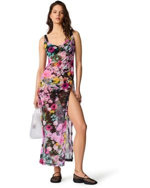 Steve Madden Mesh Cowl Neck Cover-up Maxi Dress - Multicolor