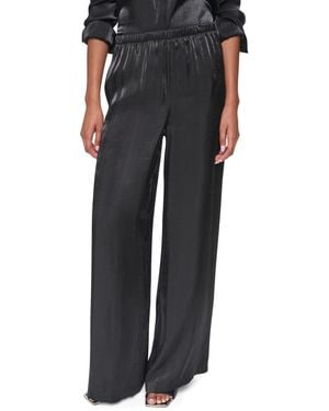 DKNY East River Shine Wide Leg Pull-on Satin Pants - Black