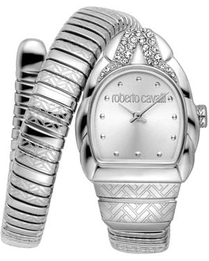Roberto Cavalli Aurora Quartz Stainless Steel Bracelet Watch - White