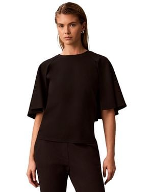 Calvin Klein Crewneck Short-sleeve Woven Top - Black