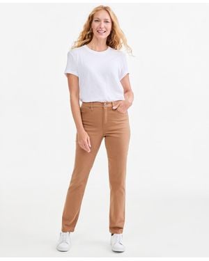 Style & Co. Straight-leg High Rise Twill Pants - White