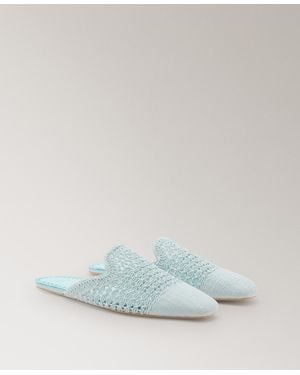 Mango Crochet Mule Slippers - Blue