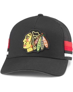 American Needle Chicago Hawks Hotfoot Stripes Trucker Adjustable Hat - Black