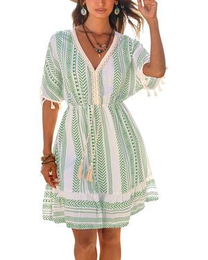 CUPSHE Quiet Adventure Boho Mini Beach Dress - White