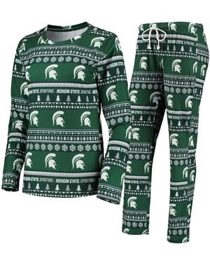 Concepts Sport 2-piece Green Michigan State Spartans Holiday Long Sleeve Top And Pants Sleep Set