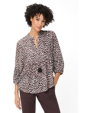 Olsen Leopard Tunic Blouse - White