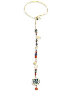 Nectar Nectar New York 18k Gold-plated Hiereia 34" Choker Necklace - White