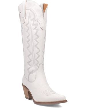 Dingo High Cotton Leather Boots - White