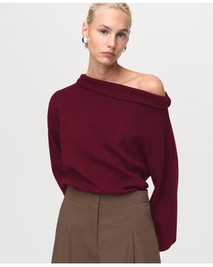 Mango Ruched Turtleneck Sweater - Red