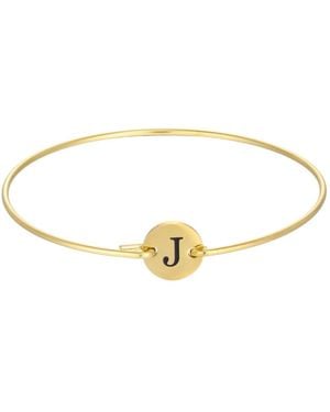Adornia Tarnish Resistant Gold Engraved Initial Disc Cuff Bracelet - Metallic