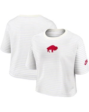 Nike White/cream Buffalo Bills Striped Cropped T-shirt
