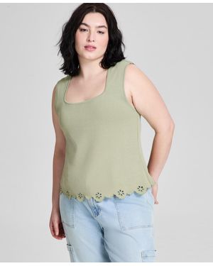 And Now This Trendy Plus Size Scalloped-hem Tank Top - Green