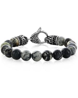 Metallo Stainless Steel 10mm Genuine Stone With Cz Bracelet - Multicolor