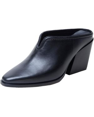 Linea Paolo Shelley Mid-height Stack Heel Western Mule - Blue