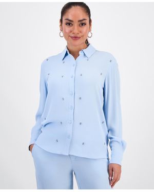 INC International Concepts Embellished Blouse P Xs Xxl Macys Exclusive - Black