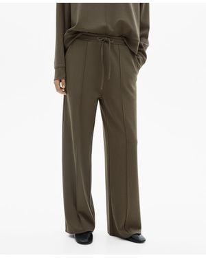 Mango Wide Leg jogger Pants - Green