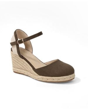 BERNESS Marlene Jute-wrapped Closed Toe Espadrille Wedges - Metallic