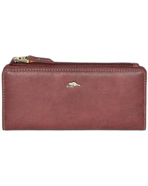 ROOTS Slim Ladies Wallets With Top Zipper - Red
