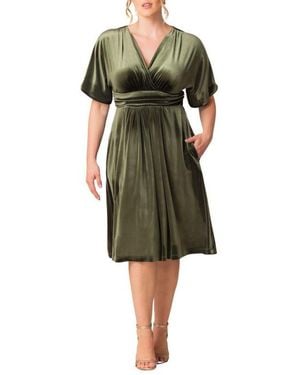 Kiyonna Plus Size Angelic Velvet Midi Cocktail Dress - Black