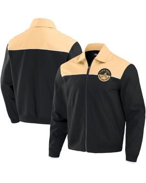 Fanatics Black/tan Atlanta Braves Canvas Bomber Full-zip Jacket