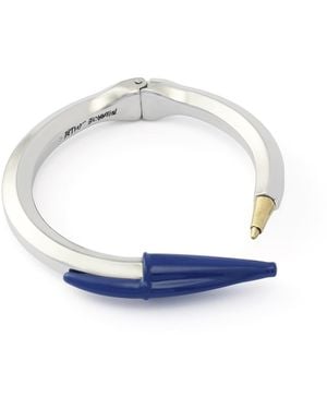 Betsey Johnson Blue Best In Class Classic Pen Bangle Bracelet - White