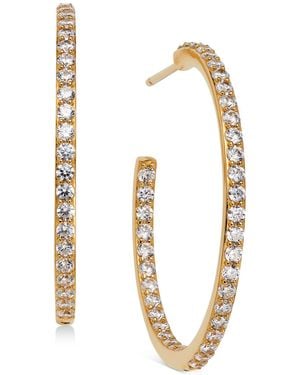 AJOA Ava Nadri Medium Cubic Zirconia In & Out Hoop Earrings - Metallic