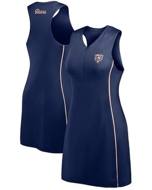 Fanatics Navy Chicago Bears Studio Boost Athletic Half-zip Dress - Blue