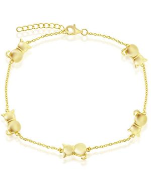 Simona Sterling Silver Cats By The Yard Link Anklet - Metallic