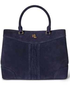 Ralph Lauren Cable-embossed Large Marcy Satchel Bag - Blue
