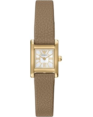 Emporio Armani Quartz Two-hand Leather Watch - Metallic